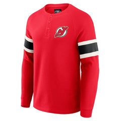 New Jersey Devils Darius Rucker Collection by Fanatics Waffle-Knit Raglan Long Sleeve Henley T-Shirt - NHL T-shirts