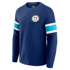 Pittsburgh Penguins Darius Rucker Collection by Fanatics Waffle-Knit Raglan Long Sleeve Henley T-Shirt - NHL T-shirts