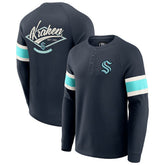 Seattle Kraken Darius Rucker Collection by Fanatics Waffle-Knit Raglan Long Sleeve Henley T-Shirt - NHL T-shirts