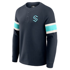 Seattle Kraken Darius Rucker Collection by Fanatics Waffle-Knit Raglan Long Sleeve Henley T-Shirt - NHL T-shirts