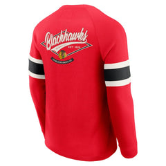 Chicago Blackhawks Darius Rucker Collection by Fanatics Waffle-Knit Raglan Long Sleeve Henley T-Shirt - NHL T-shirts