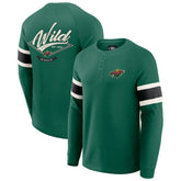 Minnesota Wild Darius Rucker Collection by Fanatics Waffle-Knit Raglan Long Sleeve Henley T-Shirt - NHL T-shirts