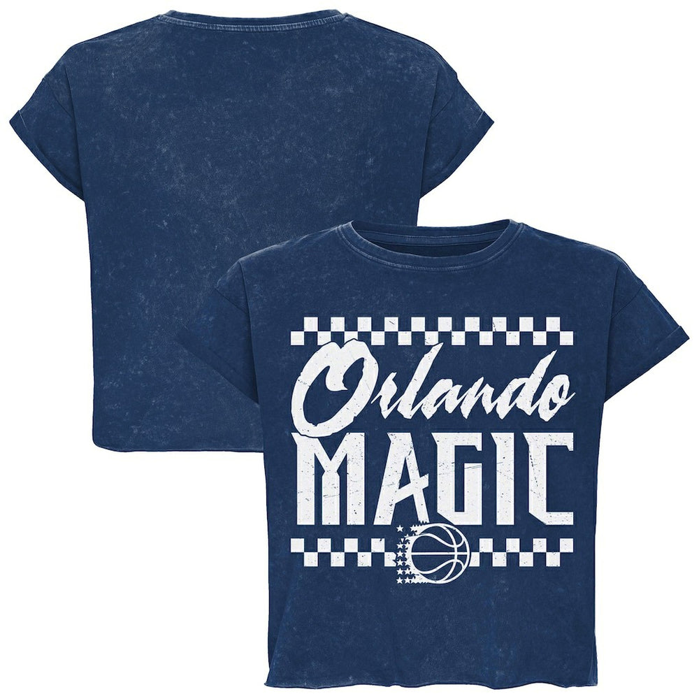 Blue Orlando Magic Sportiqe Unisex Rock & Roll Collection Gwen Premium Mineral Wash Cropped T-Shirt | NBA