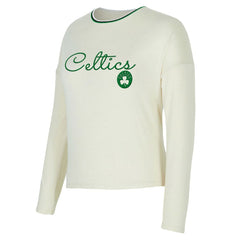 Cream Boston Celtics Concepts Sport Women's Kaki Hacci Knit Long Sleeve Top & Shorts Set | NBA