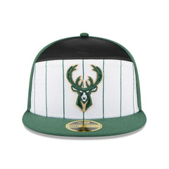 White/Hunter Green Milwaukee Bucks 2025 NBA Tip Off Split Panel 59FIFTY Fitted Hat | NBA