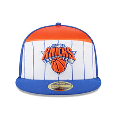 White/Blue New York Knicks 2025 NBA Tip Off Split Panel 59FIFTY Fitted Hat | NBA