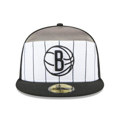 White/Black Brooklyn Nets 2025 NBA Tip Off Split Panel 59FIFTY Fitted Hat | NBA