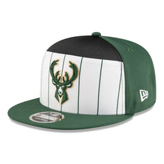White/Hunter Green Milwaukee Bucks 2025 NBA Tip Off Split Panel 9FIFTY Snapback Hat | NBA