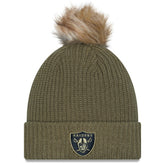 Las Vegas Raiders Women's 2025 Salute to Service Cuffed Knit Hat with Pom | NFL Sale