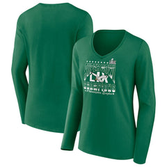 Philadelphia Eagles Women's Super Bowl LIX Champions Retro Logo Long Sleeve V-Neck T-Shirt | NFL Near me