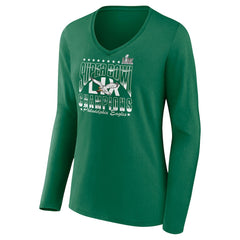 Philadelphia Eagles Women's Super Bowl LIX Champions Retro Logo Long Sleeve V-Neck T-Shirt | NFL Near me