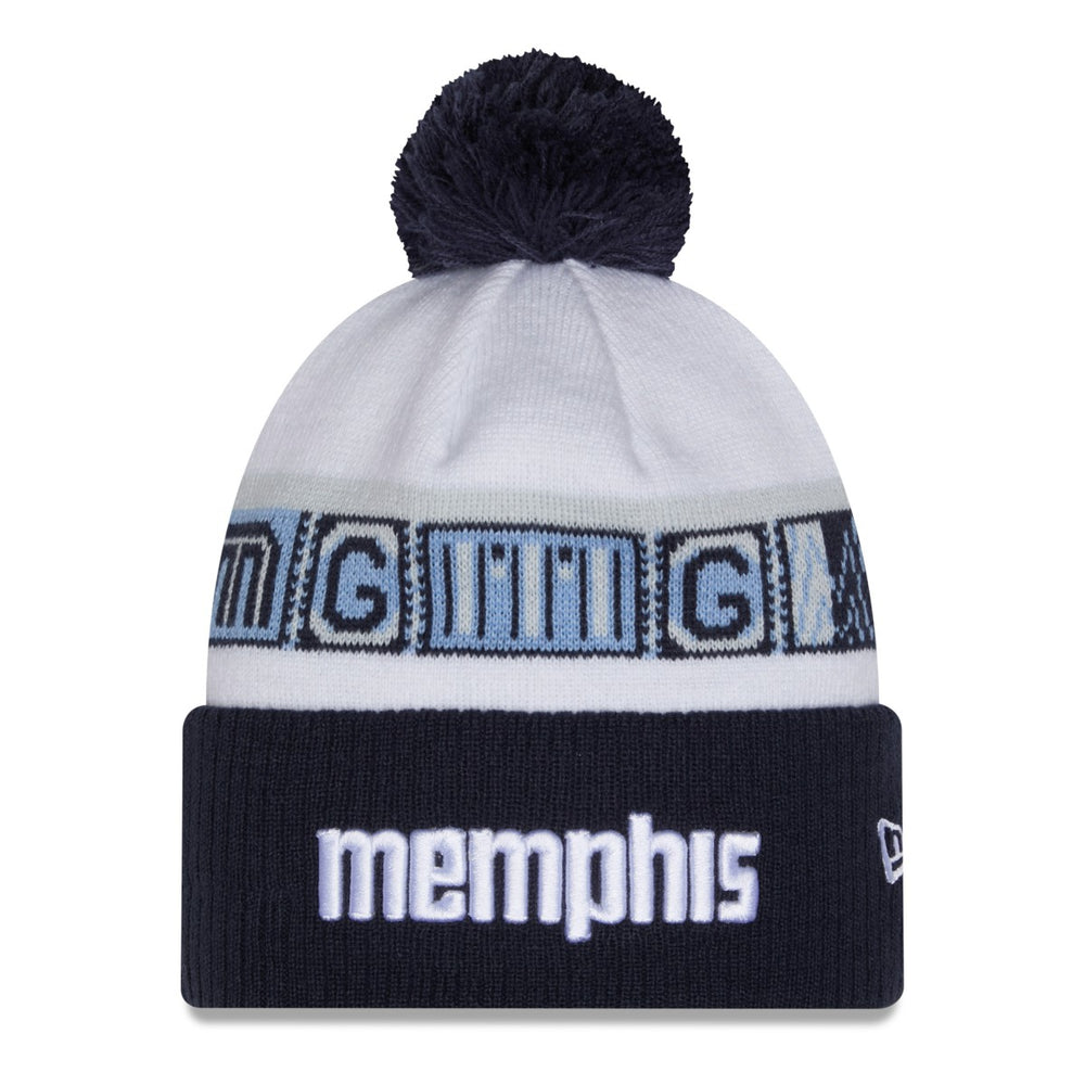Navy/White Memphis Grizzlies 2025/26 City Edition Cuffed Knit Hat with Pom | NBA