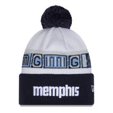 Navy/White Memphis Grizzlies 2025/26 City Edition Cuffed Knit Hat with Pom | NBA