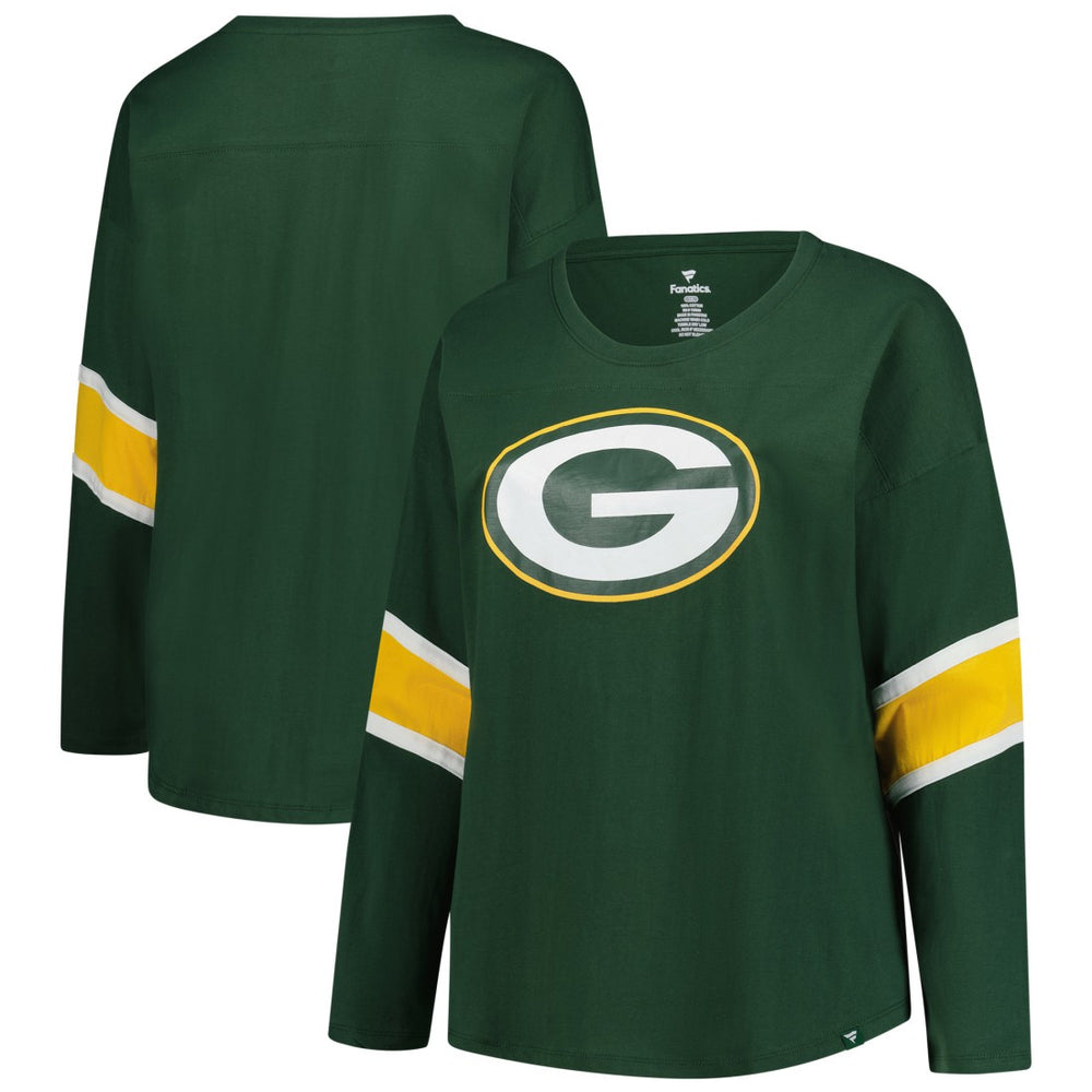 Green Bay Packers Women's Plus Size Redzone 3/4-Sleeve Scoop Neck T-Shirt | NFL Discount