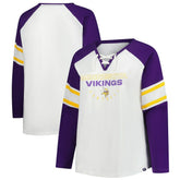Minnesota Vikings Women's Plus Size Redzone Lace Up Long Sleeve T-Shirt | NFL New