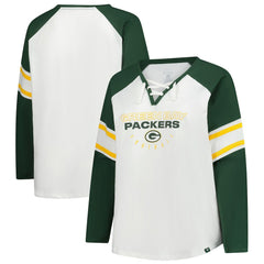 Green Bay Packers Women's Plus Size Redzone Lace Up Long Sleeve T-Shirt | NFL Hot