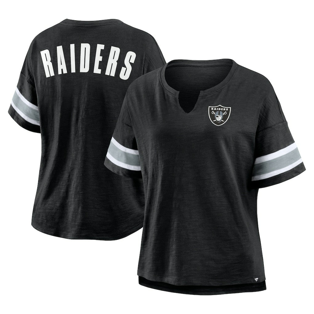Las Vegas Raiders Women's Plus Size Redzone Notch Neck T-Shirt | NFL New