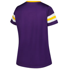 Minnesota Vikings Women's Plus Size Rhinestone Redzone Athena Lace-Up Notch Neck T-Shirt | NFL New
