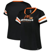 Cincinnati Bengals Women's Plus Size Red Zone Athena Lace-Up V-Notch Neck T-Shirt | NFL Hot