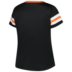 Cincinnati Bengals Women's Plus Size Red Zone Athena Lace-Up V-Notch Neck T-Shirt | NFL Hot