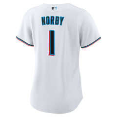 Connor Norby Miami Marlins Nike Women's Home Replica Jersey - MLB Jerseys