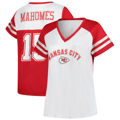 Kansas City Chiefs Patrick Mahomes Women's Plus Size Bling V-Neck T-Shirt | NFL Discount