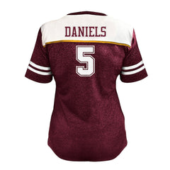Washington Commanders Jayden Daniels Women's Plus Size Bling V-Neck T-Shirt | NFL Near me