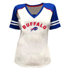 Buffalo Bills Josh Allen Women's Plus Size Bling V-Neck T-Shirt | NFL Sale