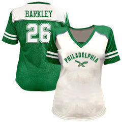 Philadelphia Eagles Saquon Barkley Women's Plus Size Bling V-Neck T-Shirt | NFL US