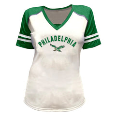 Philadelphia Eagles Saquon Barkley Women's Plus Size Bling V-Neck T-Shirt | NFL US