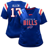 Buffalo Bills Josh Allen Women's Plus Size Name & Number Raglan Lace V-Neck T-Shirt | NFL On sale