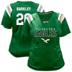 Philadelphia Eagles Saquon Barkley Women's Plus Size Name & Number Raglan Lace V-Neck T-Shirt | NFL New