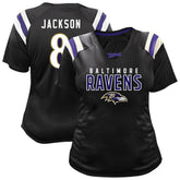 Baltimore Ravens Lamar Jackson Women's Plus Size Name & Number Raglan Lace V-Neck T-Shirt | NFL Hot