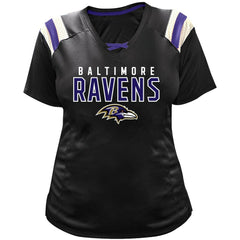 Baltimore Ravens Lamar Jackson Women's Plus Size Name & Number Raglan Lace V-Neck T-Shirt | NFL Hot