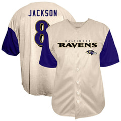 Baltimore Ravens Lamar Jackson Big & Tall Baseball Button-Up Shirt | NFL Outlet