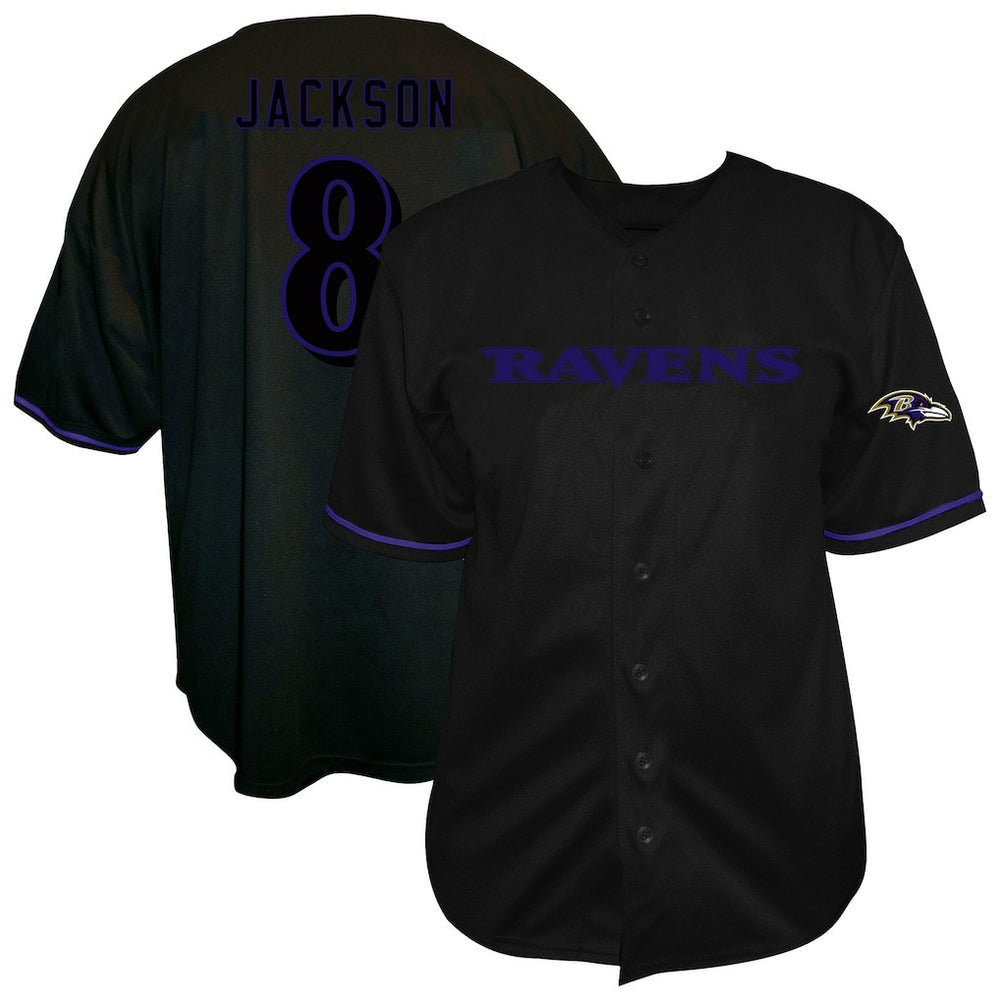 Baltimore Ravens Lamar Jackson Big & Tall Baseball Button-Up Shirt | NFL New