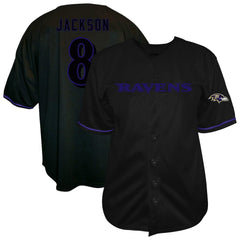 Baltimore Ravens Lamar Jackson Big & Tall Baseball Button-Up Shirt | NFL New