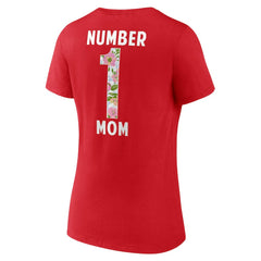 Kansas City Chiefs Women's Number 1 Mom Floral V-Neck T-Shirt | NFL Hot