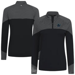 Miami Marlins Levelwear Women's Classic Stripes Insignia 2.0 Raglan Quarter-Zip Top - MLB Tops