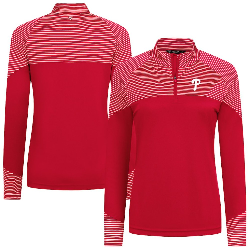 Philadelphia Phillies Levelwear Women's Classic Stripes Insignia 2.0 Raglan Quarter-Zip Top - MLB Tops