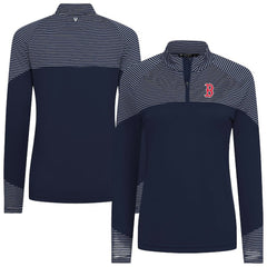 Boston Red Sox Levelwear Women's Classic Stripes Insignia 2.0 Raglan Quarter-Zip Top - MLB Tops