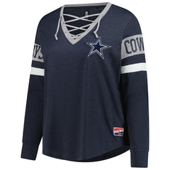 Dallas Cowboys Women's Plus Size Throwback Lace-Up Long Sleeve T-Shirt | NFL On sale