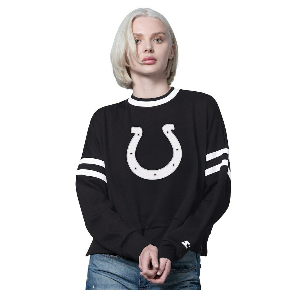 Indianapolis Colts Starter Women's Rally Drop Shoulder Cropped Sweatshirt | NFL Outlet