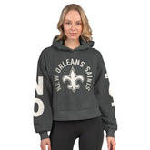 New Orleans Saints Starter Women's Star Player Cropped Fleece Pullover Hoodie | NFL Outlet