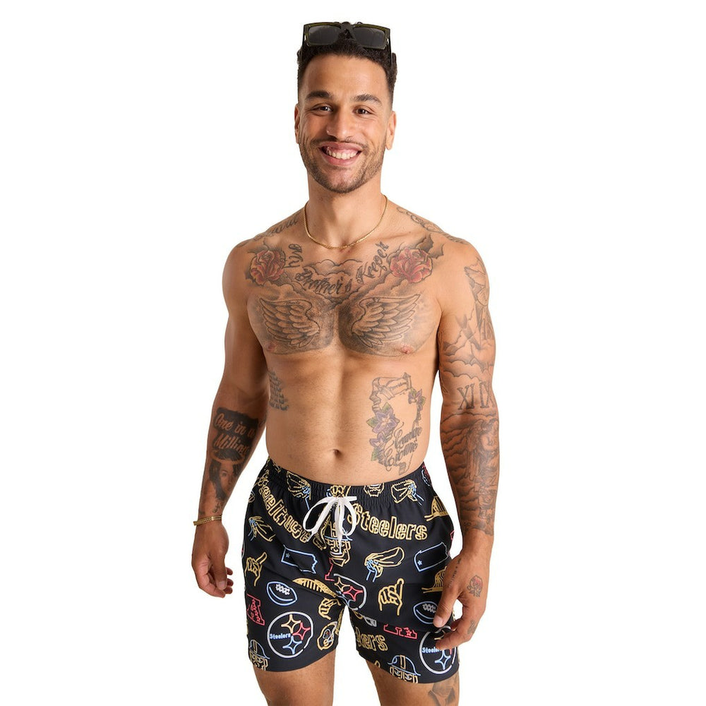 Pittsburgh Steelers Chubbies The Neon 5.5" Classic Lined Swim Trunks | NFL Outlet