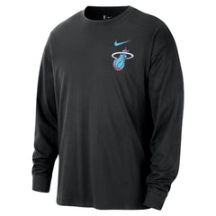 Black Miami Heat 2025/26 City Edition Remix Essential Logo Long Sleeve T-Shirt | NBA