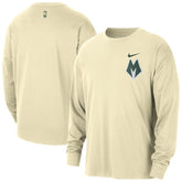 Cream Milwaukee Bucks 2025/26 City Edition Remix Essential Logo Long Sleeve T-Shirt | NBA