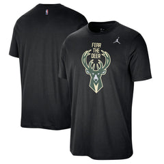 Black Milwaukee Bucks Jordan Brand Statement Edition Essential T-Shirt | NBA
