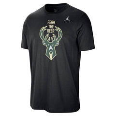Black Milwaukee Bucks Jordan Brand Statement Edition Essential T-Shirt | NBA