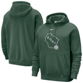 Hunter Green Milwaukee Bucks 2025/26 City Edition Essential Logo Remix Hoodie | NBA